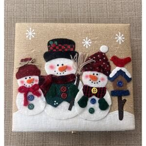 Vintage NEW 5 Handcrafted Christmas Ornament Set With Snowman Box Santa Claus